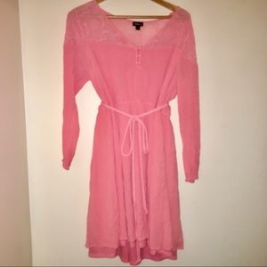 Torrid Pink Peach Crepe Long Sleeve Dress 1X